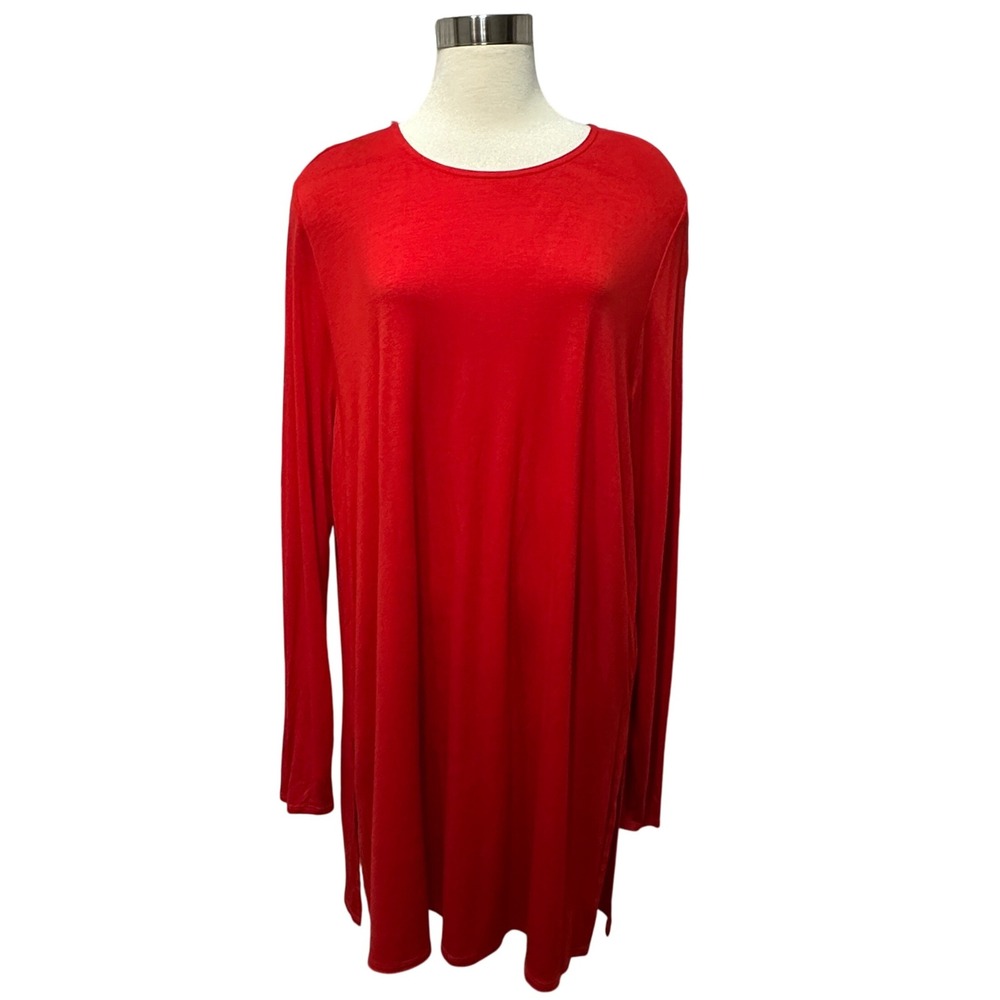 Eileen Fisher Long Sleeve Viscose Tunic Dress Women XL Lagenlook Relaxed Holiday